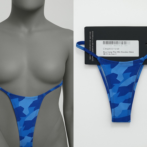 MF-227. Blue Zebra Print Mini Brazilian Bikini - Picture 1 of 4